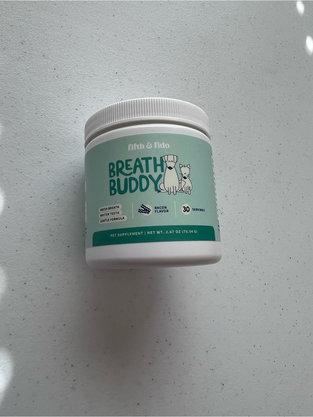NEW Fifth & Fido Breath Buddy Dog Dental Powder - Bacon Flavor